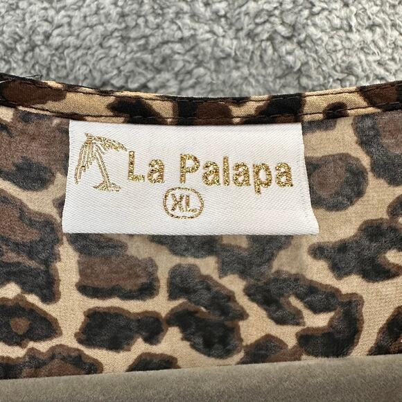 La Palapa XL Sheer Animal Print Cover Up Dress Long Sleeves Front Tie Beach Pool - Picture 4 of 10